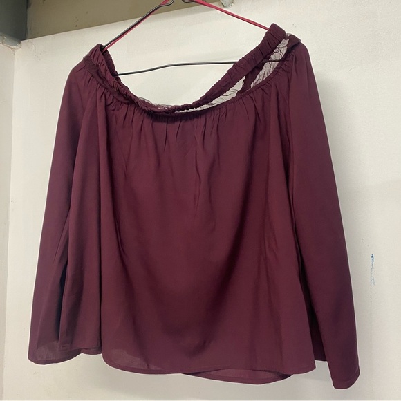 Womens Rock And Republic Size Small Burgundy Off The Shoulder Blouse - Picture 9 of 13